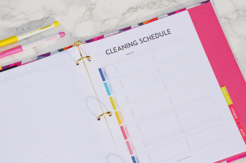 cleaning home management binder