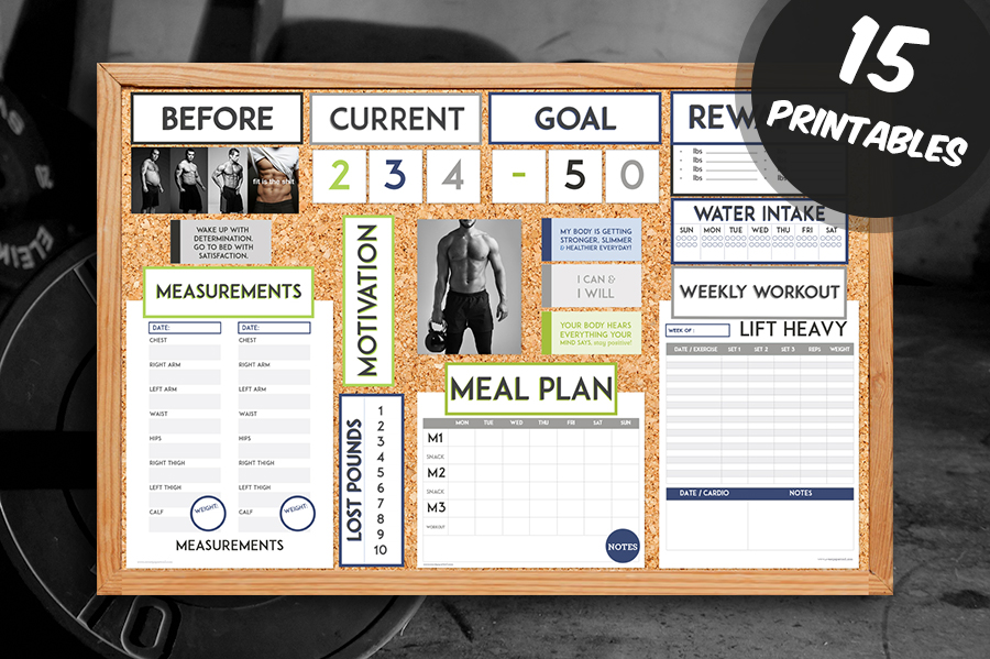 Men's Fitness Vision Board Printables - Sweet Paper Trail