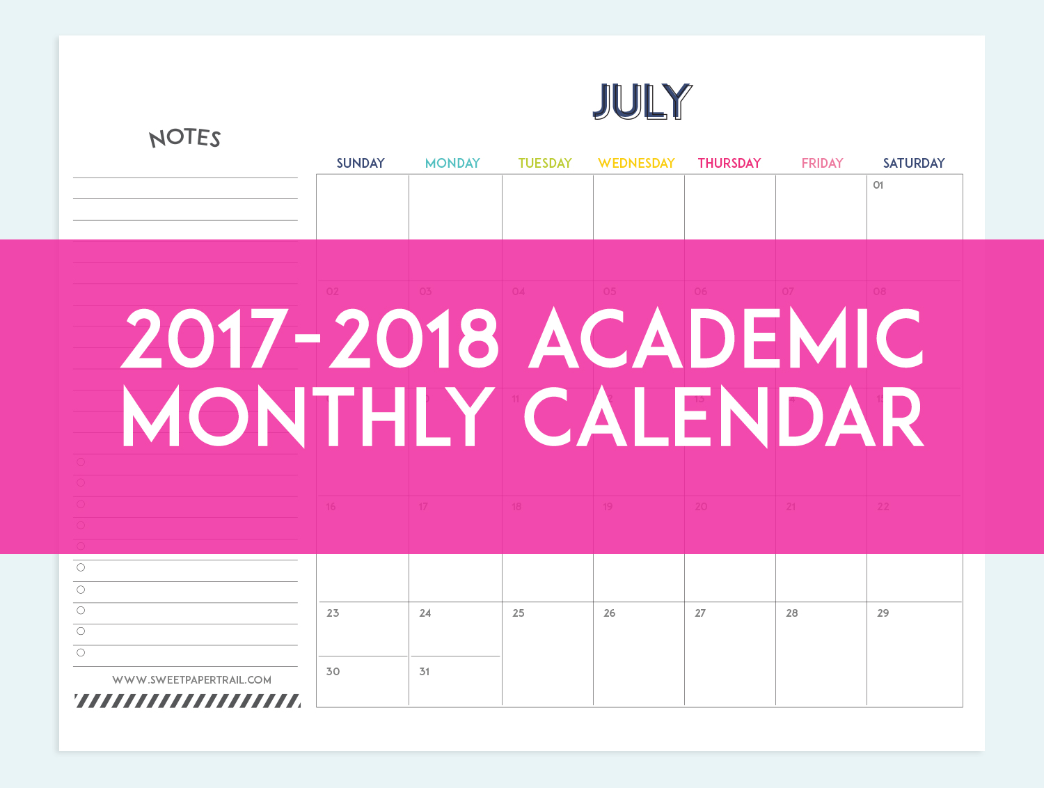 2017 - 2018 Academic Calendar