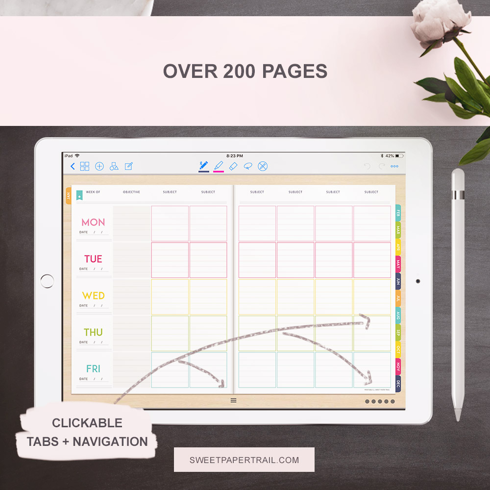 Digital Teacher Planner with working tabs