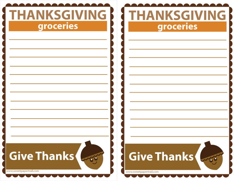thanksgiving list printable