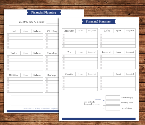 financial planning worksheets
