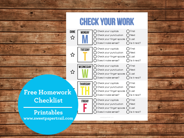 printable homework check listchecklist