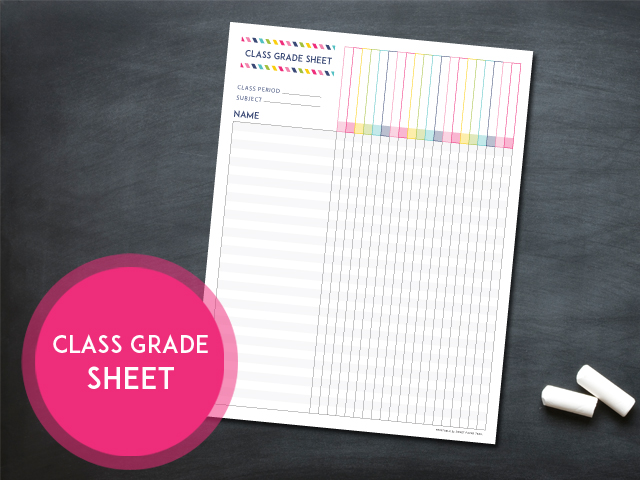 class grade sheet printable