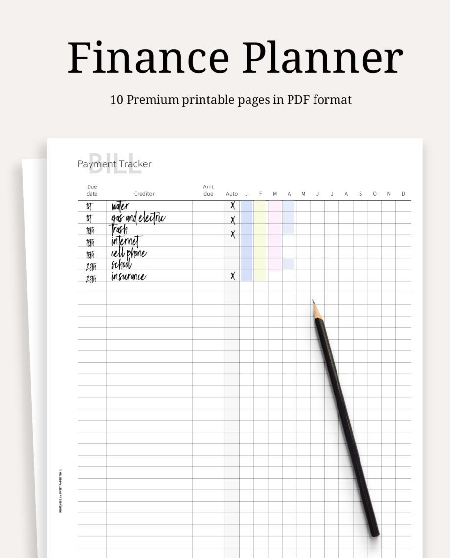 Finance binder printables