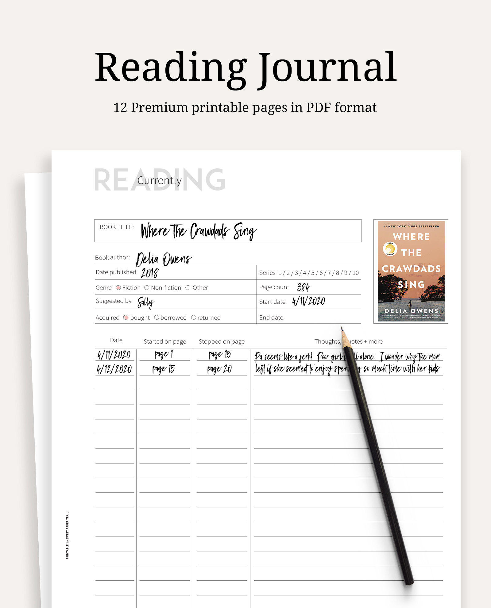 Reading Journal For Book Lovers