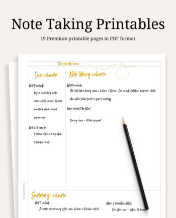 Note taking printables