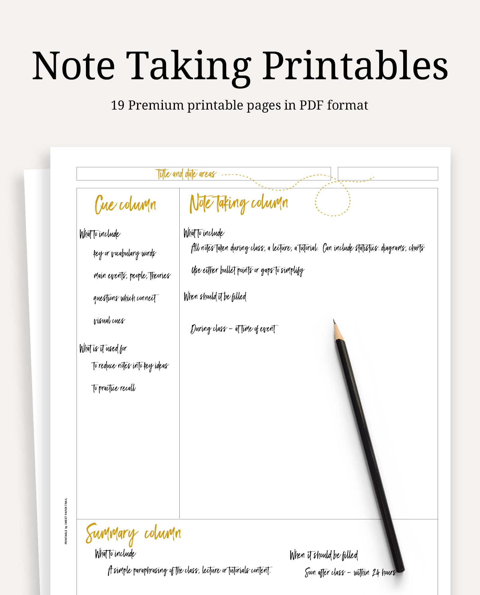 Note Taking Template, Online Note Taking